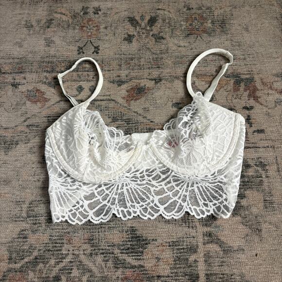 Josie by Natorie White Bralette Bridal Feminine Vintage Coquette 34B/C - Picture 1 of 4